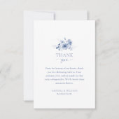 Dusty Blue Floral Wedding Danke Card Ankündigung (Vorderseite)