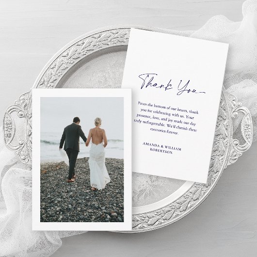 Dusty Blue Floral Wedding Danke Card Ankündigung