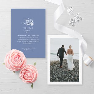 Dusty Blue Floral Wedding Danke Card Ankündigung