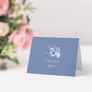 Dusty Blue Floral Wedding Danke Card Ankündigung