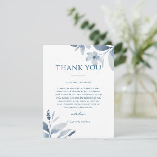 Dusty Blue Floral Wedding Danke Platzkarte