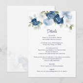 Dusty Blue Floral Wedding Details Begleitkarte (Vorne/Hinten)