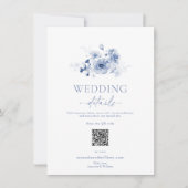 Dusty Blue Floral Wedding Details Card Einladung (Vorderseite)