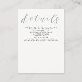 Dusty Blue Floral Wedding Details Karte