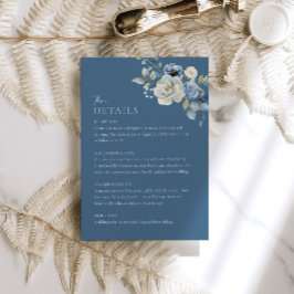 Dusty Blue Floral Wedding Details Umschließkarte Begleitkarte