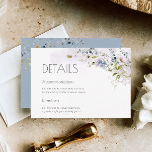Dusty Blue Floral Wedding Details Umschließkarte RSVP Karte