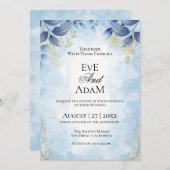 Dusty Blue Floral Wedding Einladung (Vorne/Hinten)