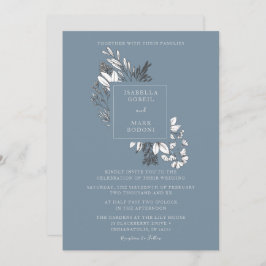 Dusty Blue Floral Wedding Einladung