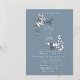 Dusty Blue Floral Wedding Einladung