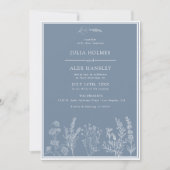 Dusty Blue Floral Wedding Einladung (Vorderseite)
