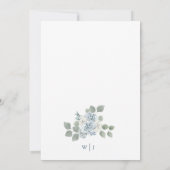 Dusty Blue Floral Wedding Einladung (Rückseite)