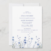 Dusty Blue Floral Wedding Einladung (Vorderseite)