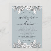Dusty Blue Floral Wedding Einladung (Vorne/Hinten)