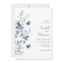Dusty Blue Floral Wedding Einladung