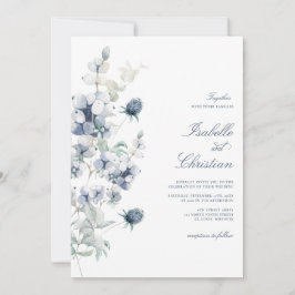 Dusty Blue Floral Wedding Einladung