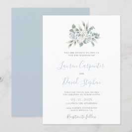 Dusty Blue Floral Wedding Einladung