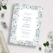 Dusty Blue Floral Wedding Einladung