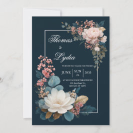 Dusty Blue Floral Wedding Einladung
