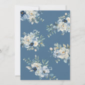Dusty Blue Floral Wedding Einladung (Rückseite)