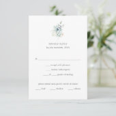 Dusty Blue Floral Wedding | Eleganter Frühling RSVP Karte (Stehend Vorderseite)