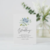 Dusty Blue Floral Wedding Elegantes modernes Budge (Stehend Vorderseite)