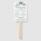 Dusty Blue Floral Wedding Fächer (Rückseite)