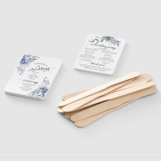 Dusty Blue Floral Wedding Fächer (Non-assembled)