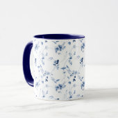 Dusty Blue Floral Wedding Favor Mug Tasse (Vorderseite Links)