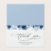 Dusty Blue Floral Wedding Folded Thank You Cards (Außenseite Aufgefaltet)