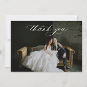 Dusty Blue Floral Wedding Foto Dankeskarte (Vorderseite)