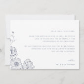 Dusty Blue Floral Wedding Foto Dankeskarte (Rückseite)