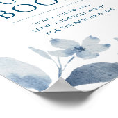 Dusty Blue Floral Wedding Foto Guest Book Sign Poster (Ecke)