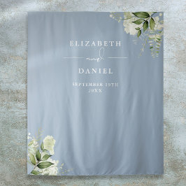 Dusty Blue Floral Wedding Foto Stand Hintergrund Wandteppich