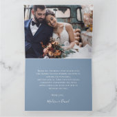 Dusty Blue Floral Wedding Foto Vielen Dank Dankeskarte (Innenseite)