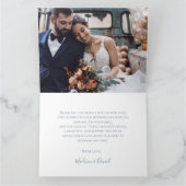 Dusty Blue Floral Wedding Foto Vielen Dank Dankeskarte (Innenseite)