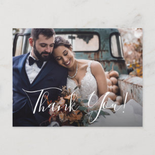 Dusty Blue Floral Wedding Foto Vielen Dank Postkarte