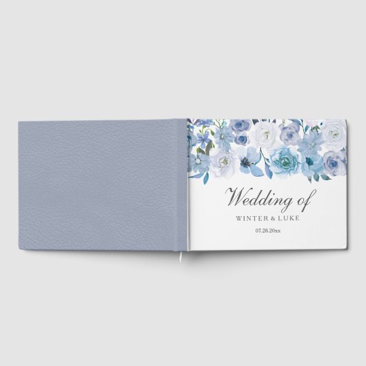 Dusty Blue Floral Wedding Gästebuch (Voll)