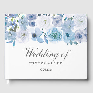 Dusty Blue Floral Wedding Gästebuch