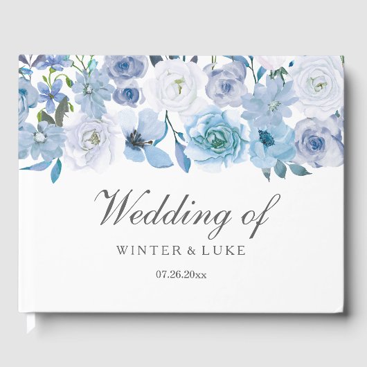 Dusty Blue Floral Wedding Gästebuch (Vorderseite)