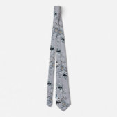 Dusty Blue Floral Wedding Krawatte (Rückseite)