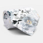 Dusty Blue Floral Wedding Krawatte (Gerollt)