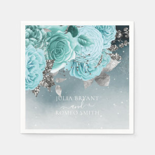 Dusty Blue Floral Wedding Luxury Serviette