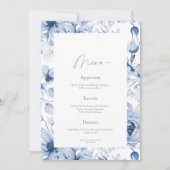 Dusty Blue Floral Wedding Menu Card Einladung (Vorderseite)