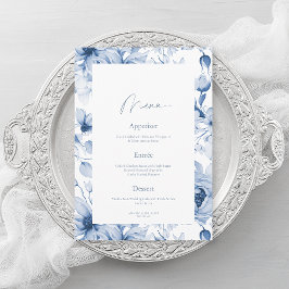 Dusty Blue Floral Wedding Menu Card Einladung
