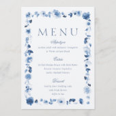 Dusty Blue Floral Wedding Menu Card Einladung (Vorderseite)