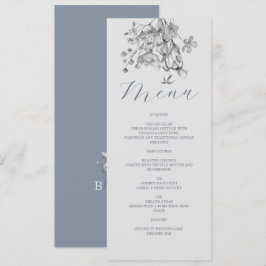 Dusty Blue Floral Wedding Menu Menükarte