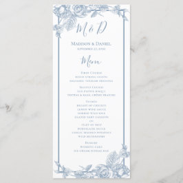 Dusty Blue Floral Wedding Menu Menükarte