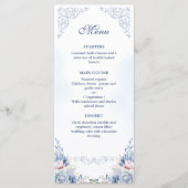 Dusty Blue Floral Wedding Menu Menükarte (Vorderseite)