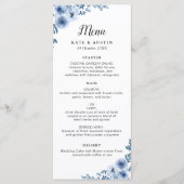 dusty blue floral wedding menu programm (Vorderseite)