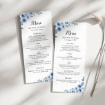 dusty blue floral wedding menu programm<br><div class="desc">watercolor dusty blue floral with elegant black text. Personalize the text and colors on this wedding program template.</div>